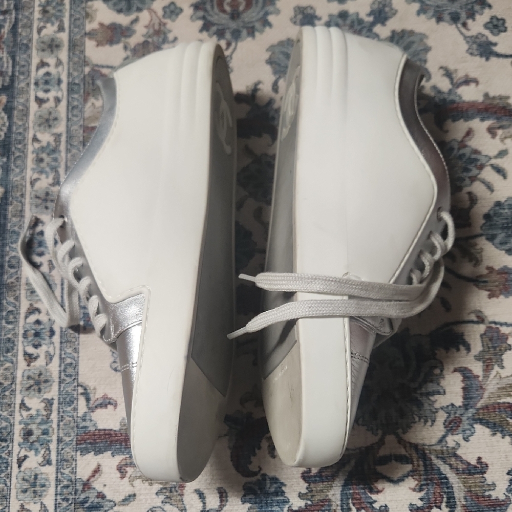 CHANEL Silver and White Sneakers - Picture 7 of 16